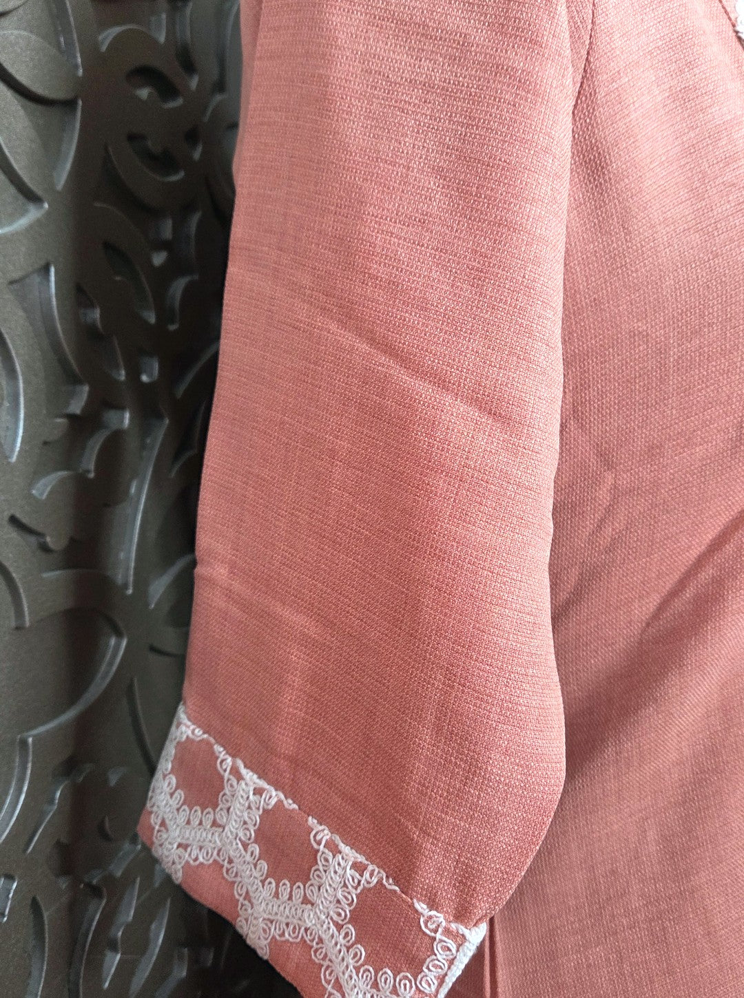 SLUB RAYON FABRC WITH BEAUTIFUL NECKLINE THREAD WORK COORD SET (KURTI1084)