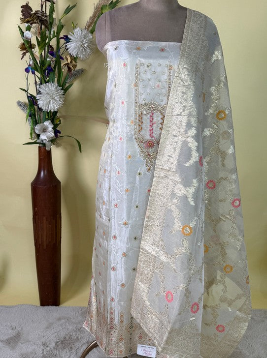 IVORY OFF WHITE SUIT WITH WEAVING AND HANDWORK (SUIT1100)