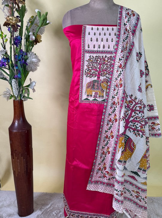 JAM COTTON SHIRT MAL COTTON DUPATTA SANTOON BOTTOM ELEPHANT PRINT ZARI (SUIT1101)