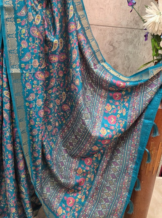 MOONGA SILK FABRIC DIGITAL PRINT (SAREE1115)