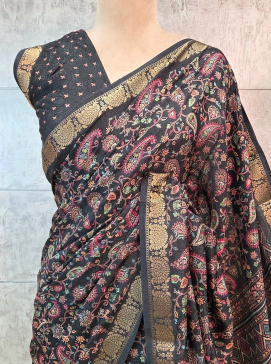 MOONGA SILK FABRIC DIGITAL PRINT (SAREE1116)