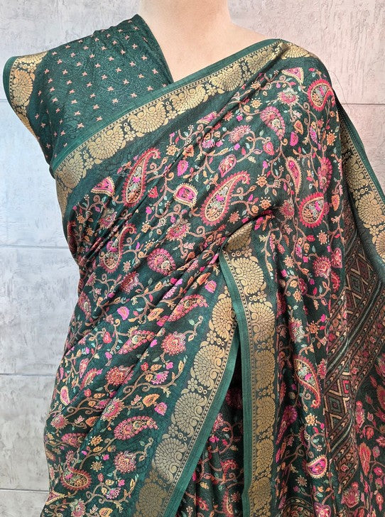 MOONGA SILK FABRIC DIGITAL PRINT (SAREE1117)