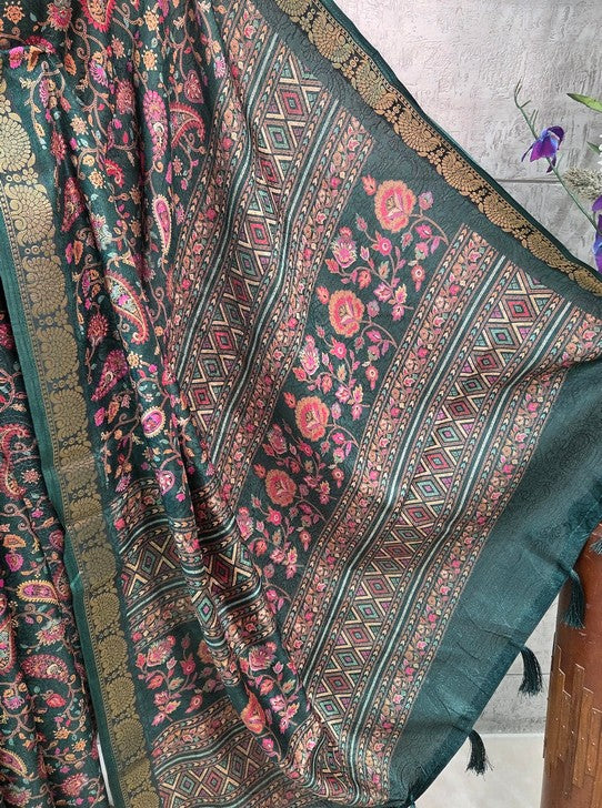 MOONGA SILK FABRIC DIGITAL PRINT (SAREE1117)