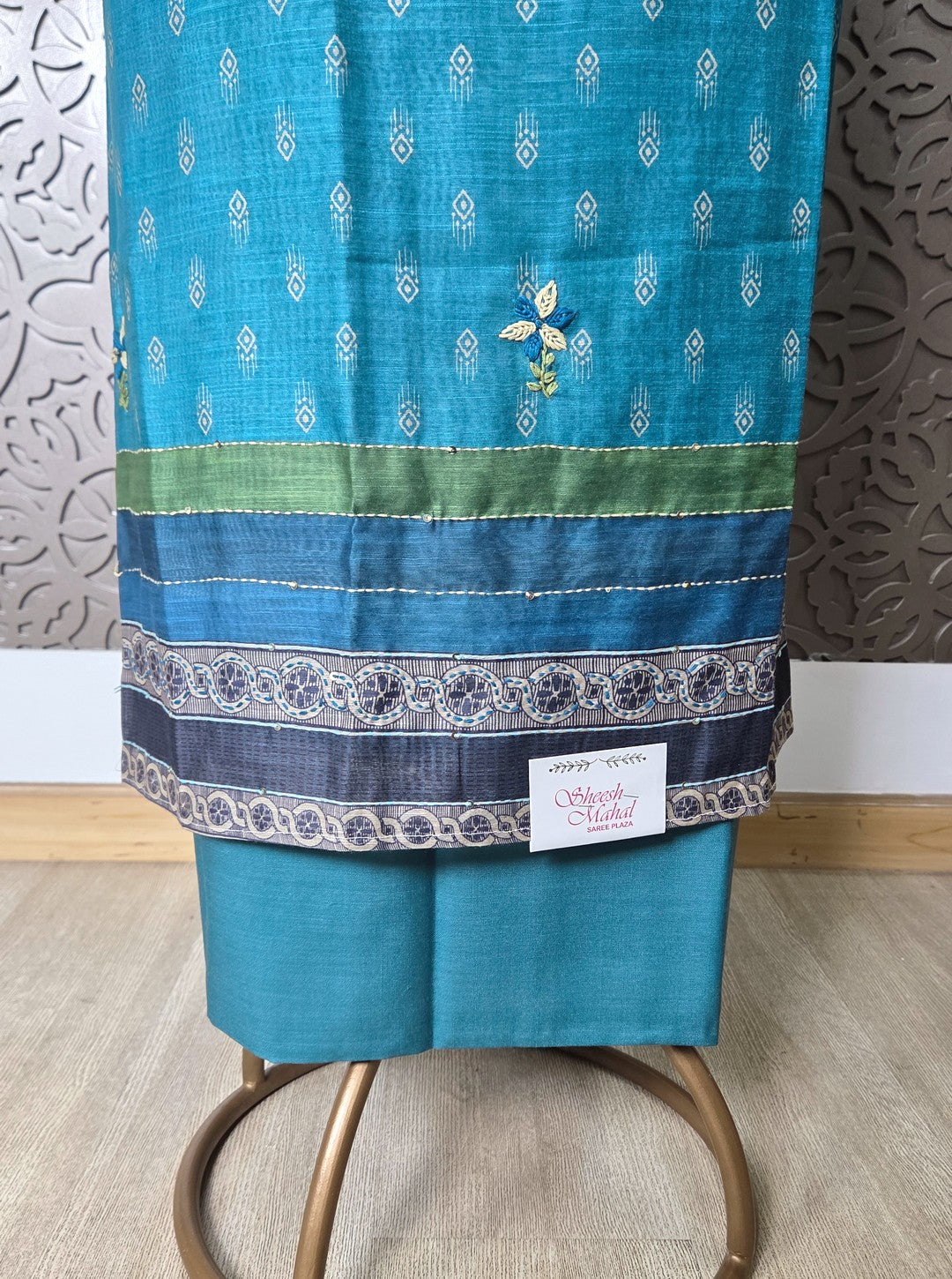 TUSSAR SILK FABRIC WITH NECKLINE WORK (SUIT1080)