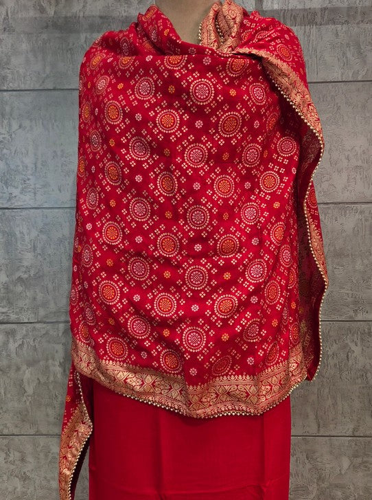 UPADA FABRIC BANDHNI WEAVING WITH HEAVY WORK NECKLINE (SUIT1108)