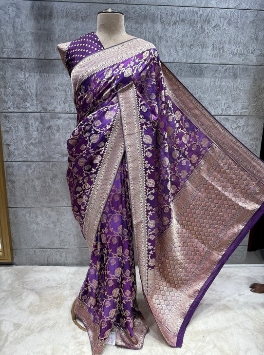 KHADDI CRAPE SAREE WITH RANG KART (SAREE1124)