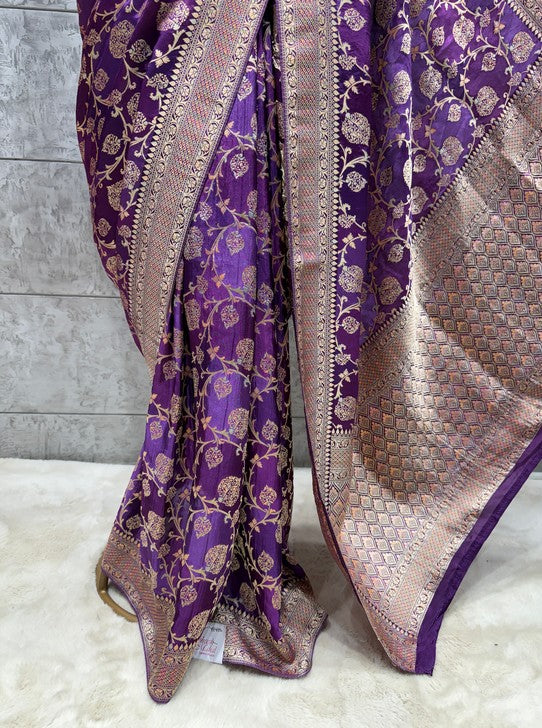 KHADDI CRAPE SAREE WITH RANG KART (SAREE1124)
