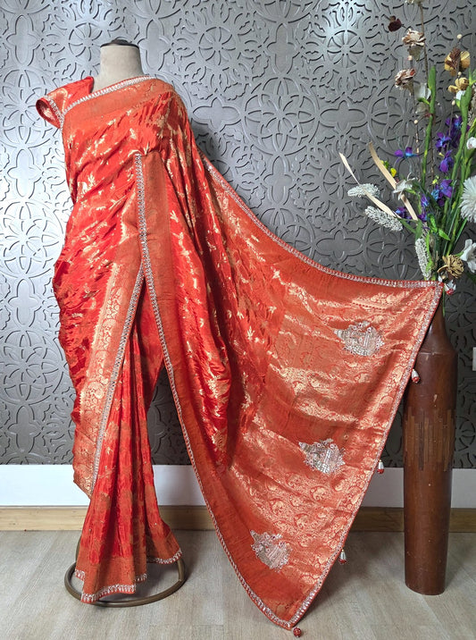 CREPE SILK WITH ANTIQUE WORK (SAREE1079)
