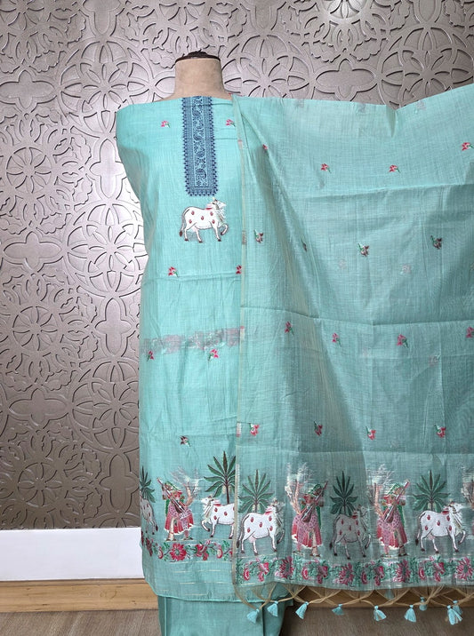 JAMDANI SUIT WITH BEAUTIFUL FIGURES MOTIVE (SUIT1086)