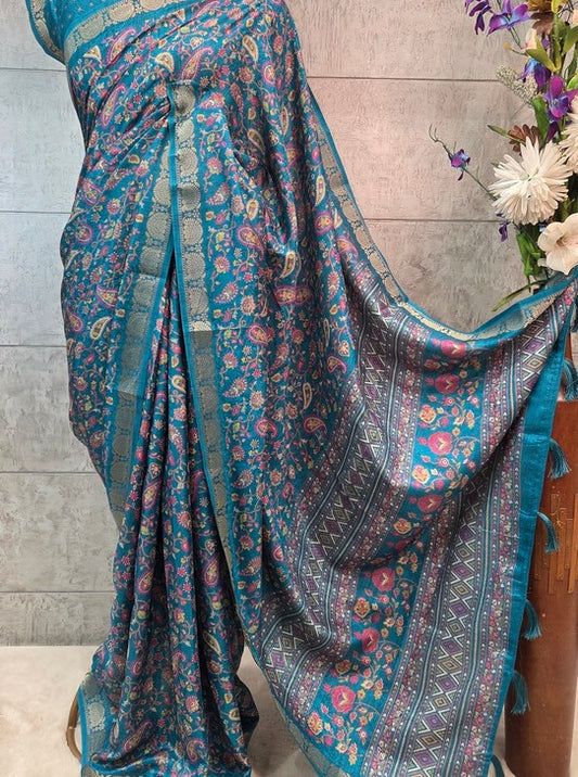 MOONGA SILK  FABRIC DIGITAL PRINT (SAREE1115)