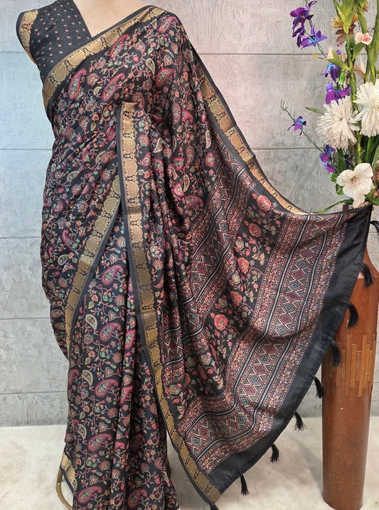 MOONGA SILK  FABRIC DIGITAL PRINT (SAREE1116)