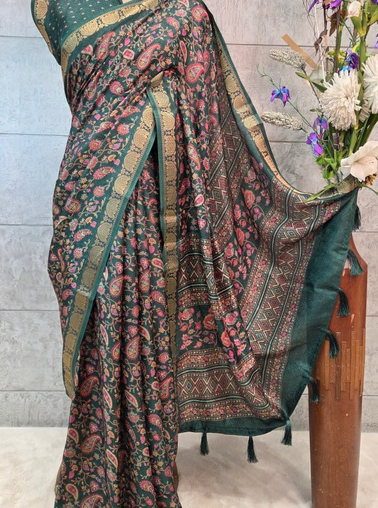 MOONGA SILK  FABRIC DIGITAL PRINT (SAREE1117)