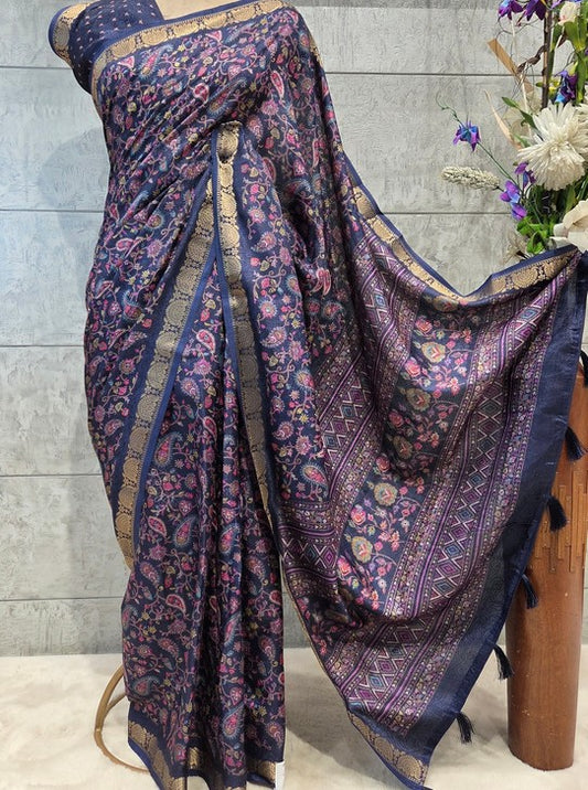 MOONGA SILK  FABRIC DIGITAL PRINT (SAREE1118)