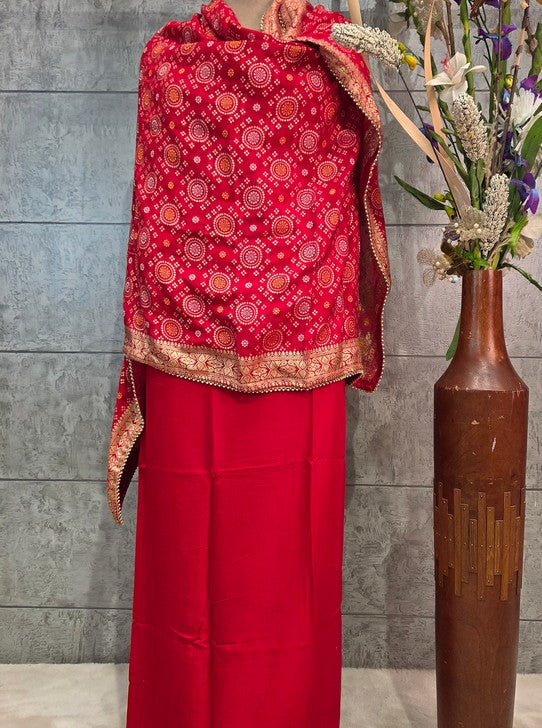 UPADA FABRIC BANDHNI WEAVING WITH HEAVY WORK NECKLINE (SUIT1108)