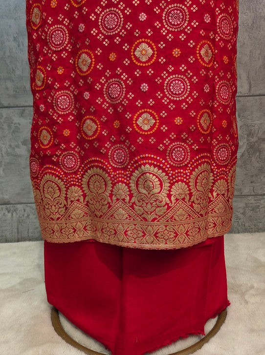 UPADA FABRIC BANDHNI WEAVING WITH HEAVY WORK NECKLINE (SUIT1108)