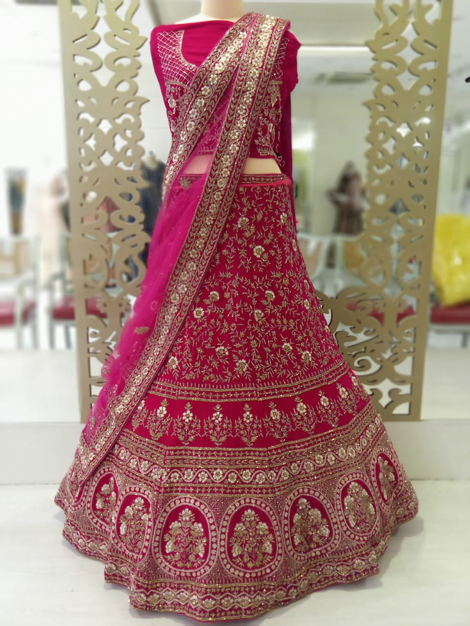 Latest Designer Crimson Red Color Bridal Lehenga Choli Online