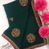 SHEESH-MAHAL-Bottle Green Saree