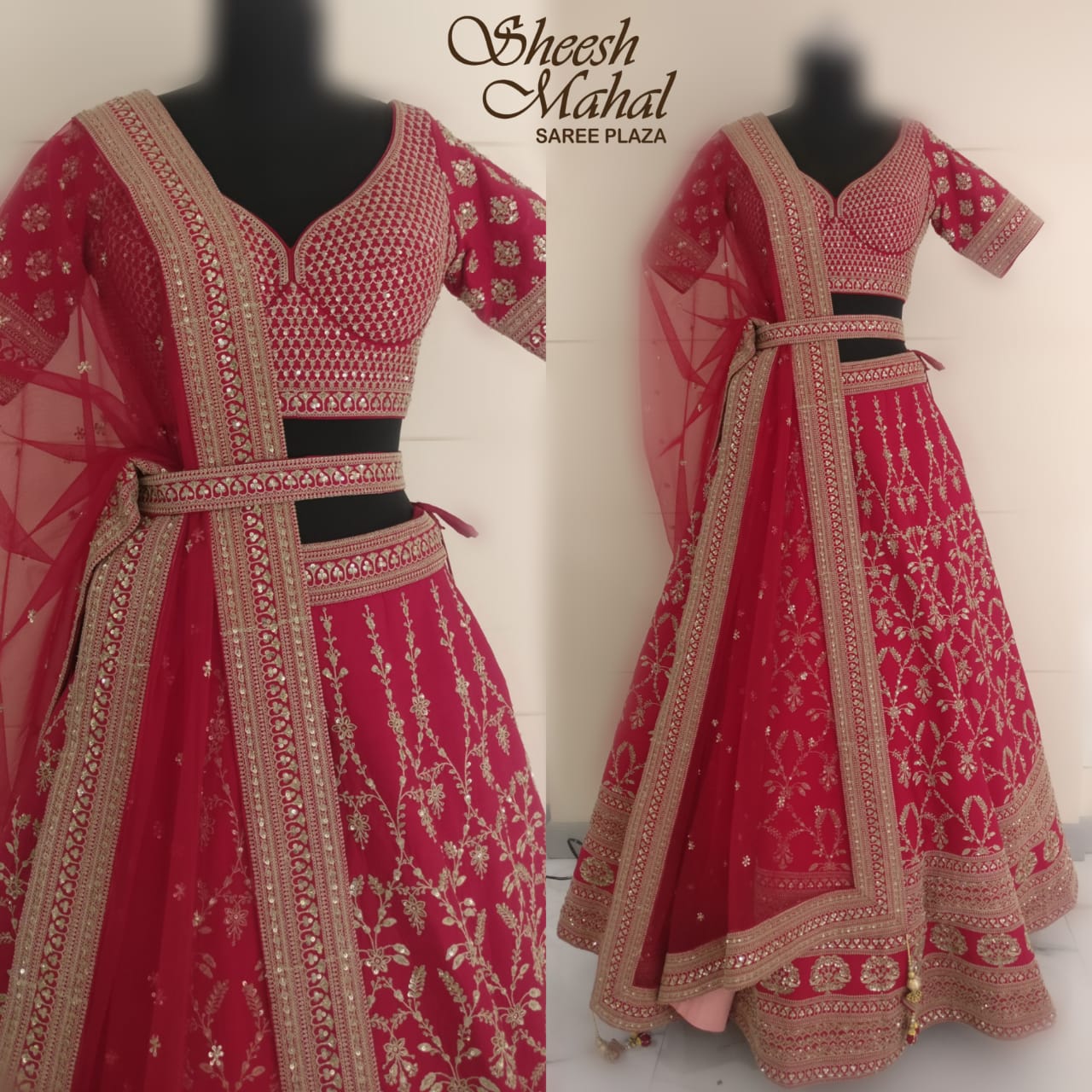 Pink Bridal Lehenga – Sheesh Mahal Saree Plaza