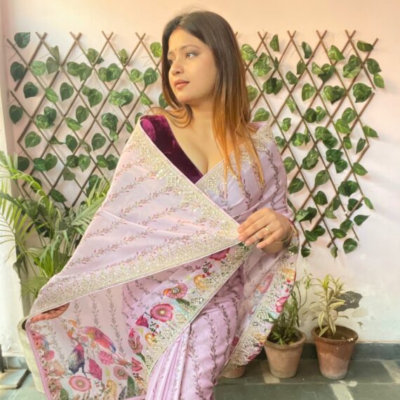 Sheesh Mahal - Lavender Dreamscape Printed Saree